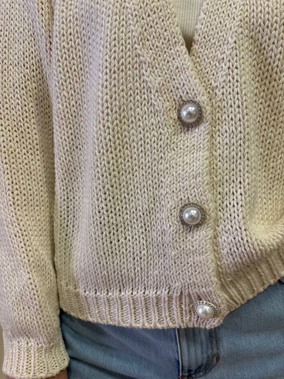 HAVEONE - Cardigan a scatoletta con bottoni a gioiello - più colori