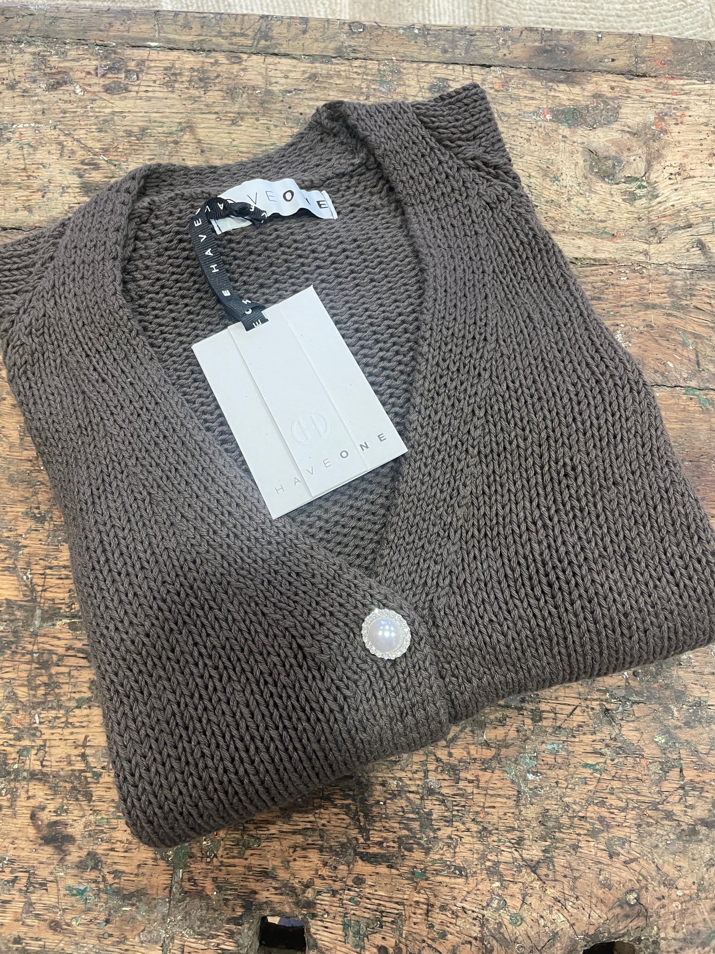 HAVEONE - Cardigan a scatoletta con bottoni a gioiello - più colori