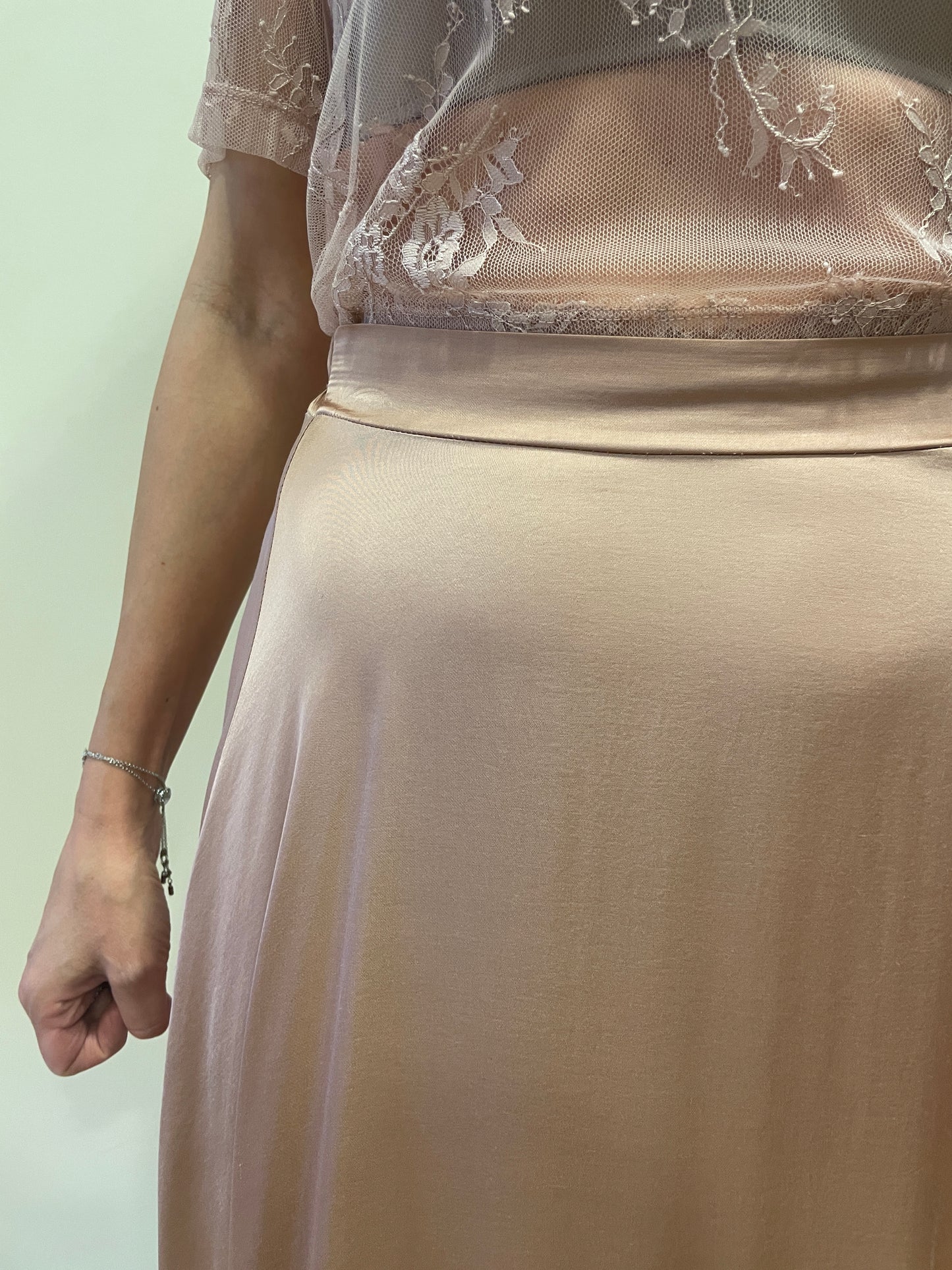 HAVEONE - Gonna in viscosa rosa lunga con elastico