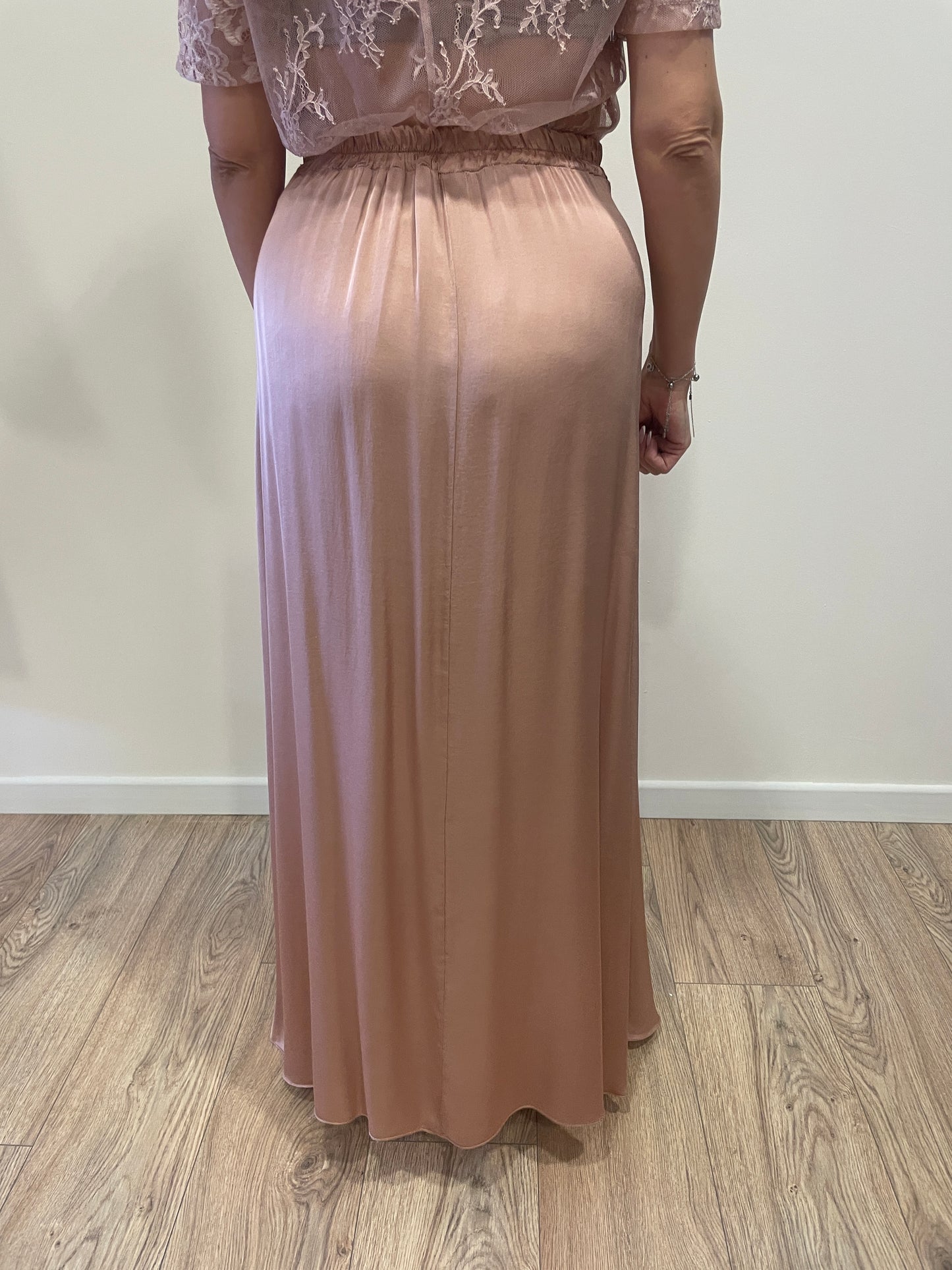 HAVEONE - Gonna in viscosa rosa lunga con elastico