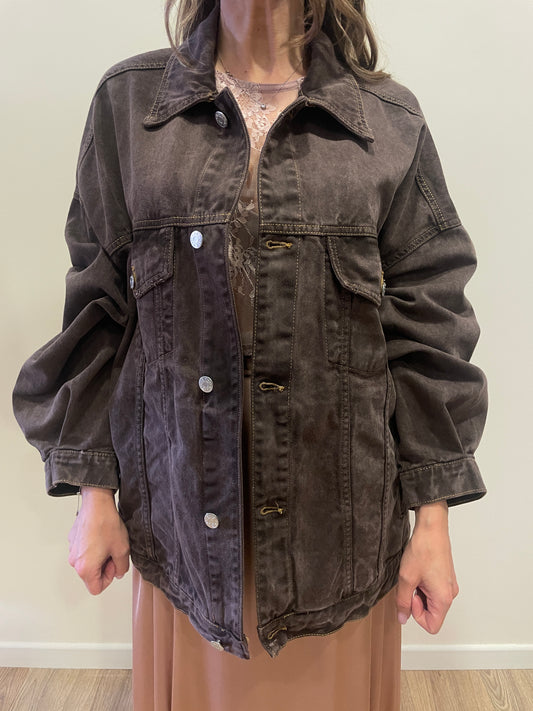HAVEONE - Giacca in denim testa moro over con bottoni