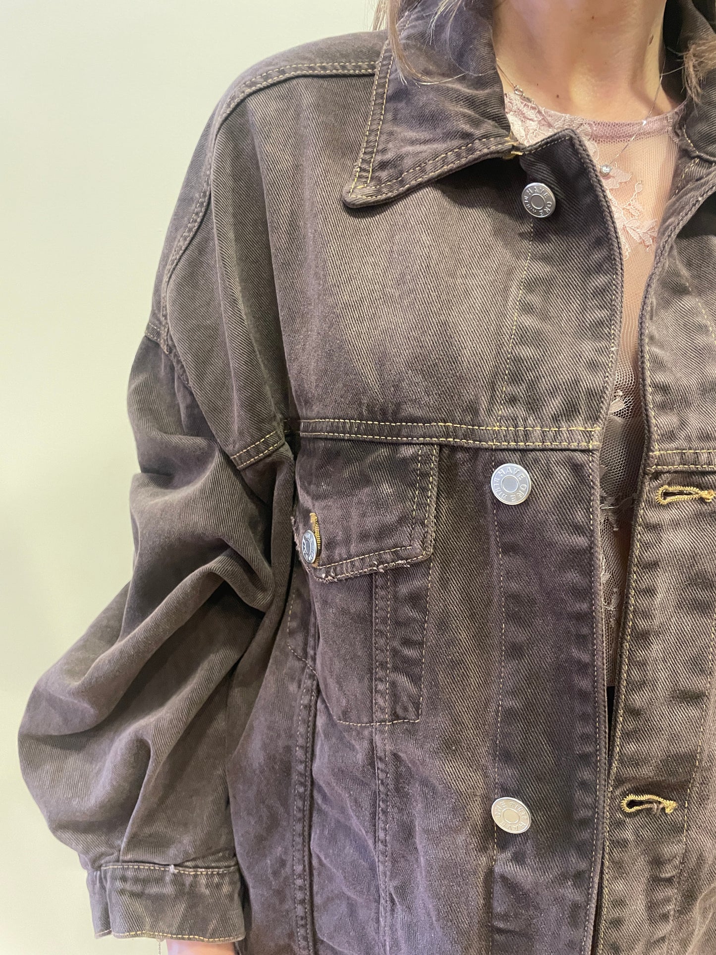 HAVEONE - Giacca in denim testa moro over con bottoni