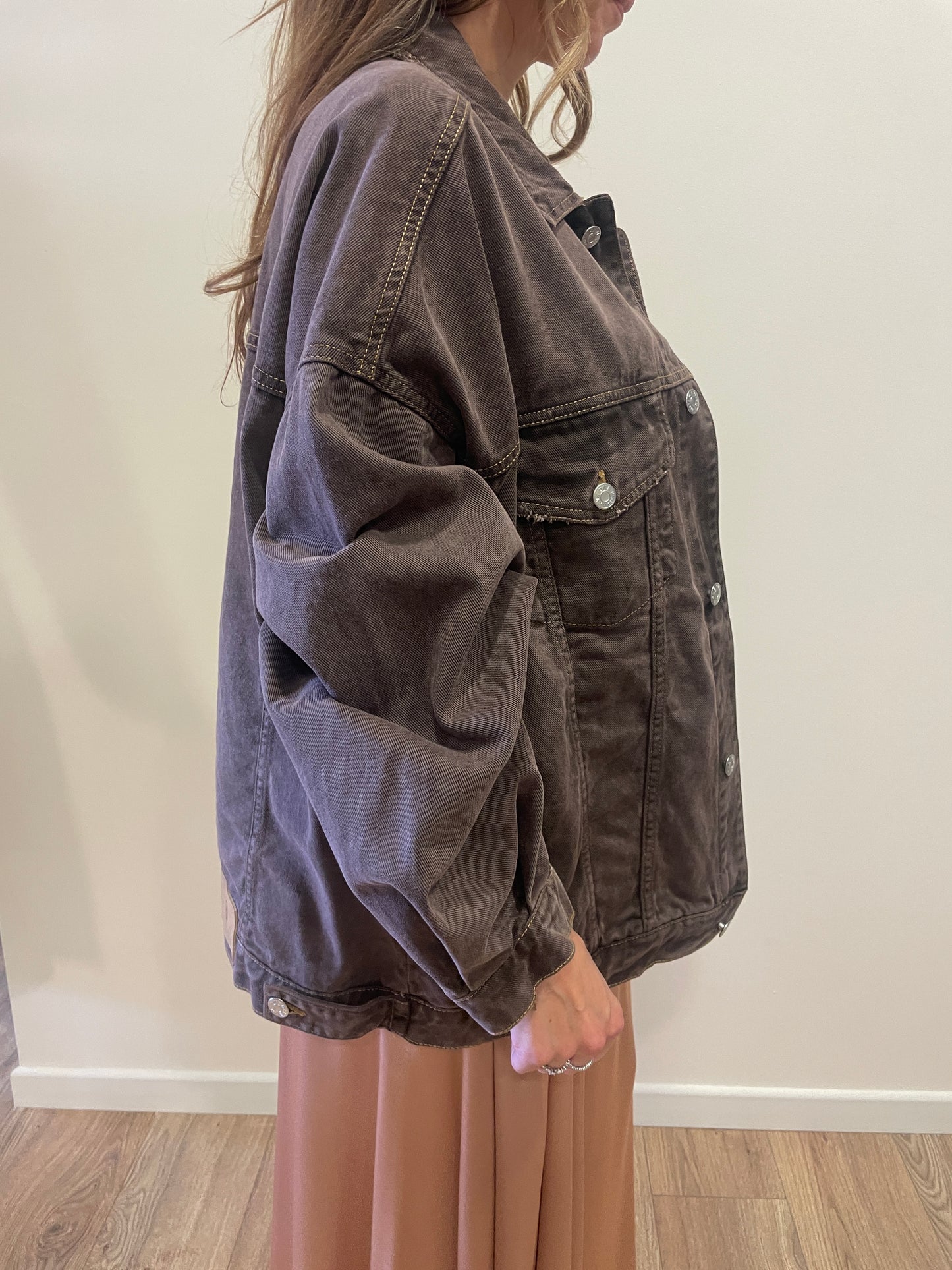 HAVEONE - Giacca in denim testa moro over con bottoni