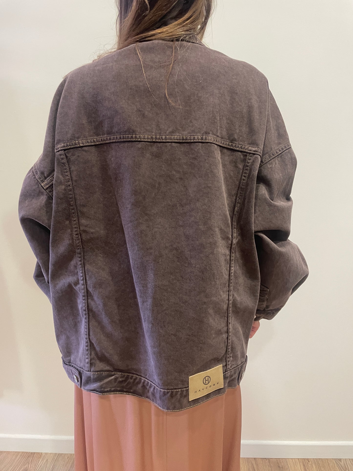 HAVEONE - Giacca in denim testa moro over con bottoni