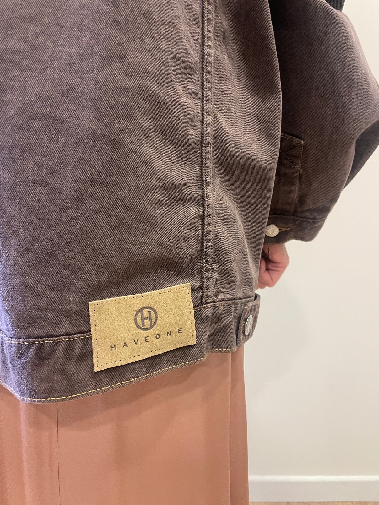 HAVEONE - Giacca in denim testa moro over con bottoni