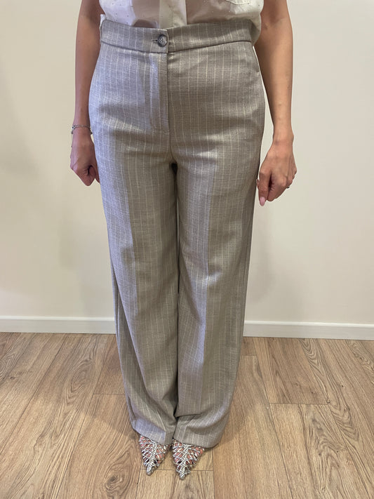 VICOLO - Pantalone grigio gessato a palazzo dritto
