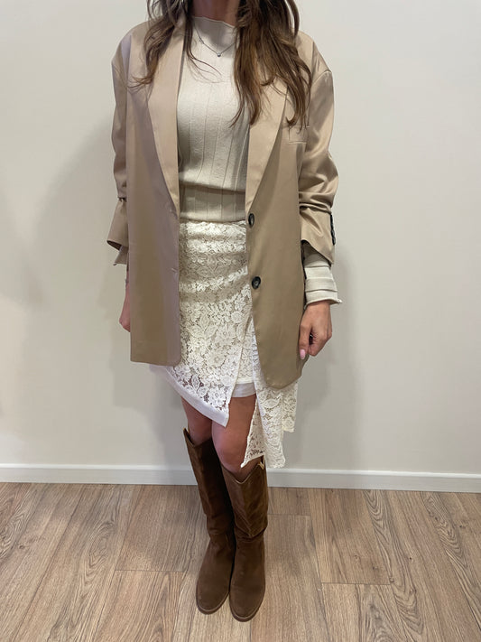 VICOLO - Giacca over biscotto a due bottoni con spacchi laterali