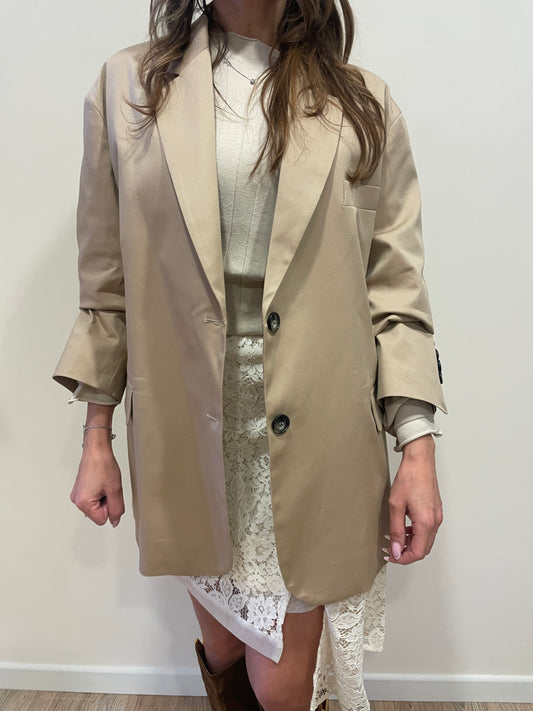 VICOLO - Giacca over biscotto a due bottoni con spacchi laterali