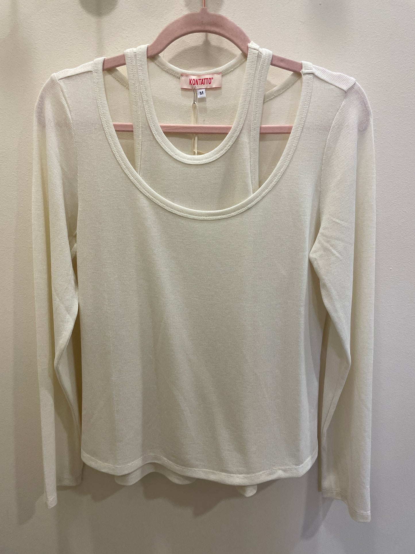 KONTATTO - Twin set con maglia e canotta a costine - più colori