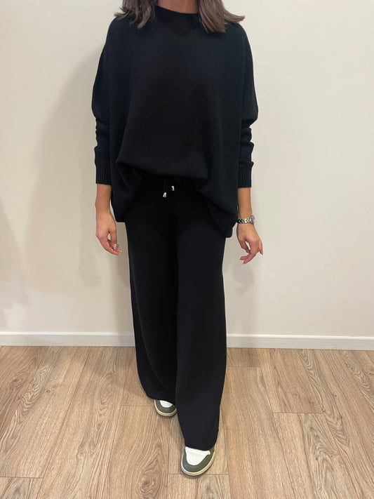 HAVEONE - Tuta in misto viscosa con maglia a girocollo e pantalone con elastico e laccetto regolabile in vita