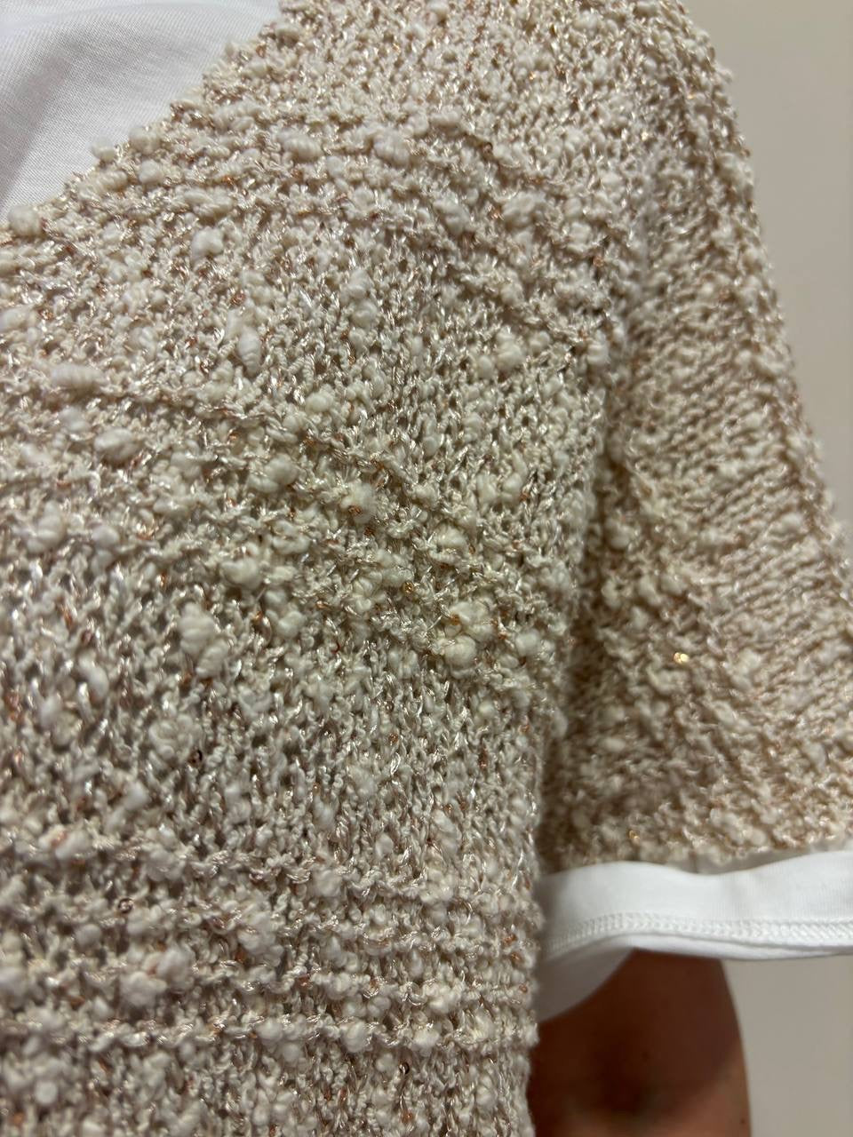 SOUVENIR - Gilet in maglia con scollo a V e micro paillettes