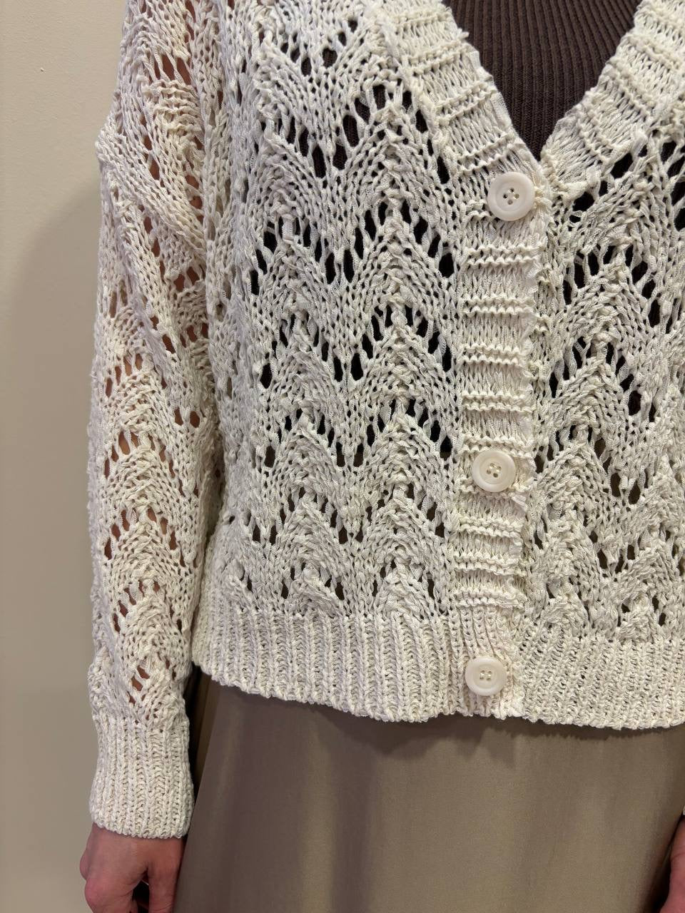 SOUVENIR - Cardigan traforato a scatoletta con bottoni - più colori