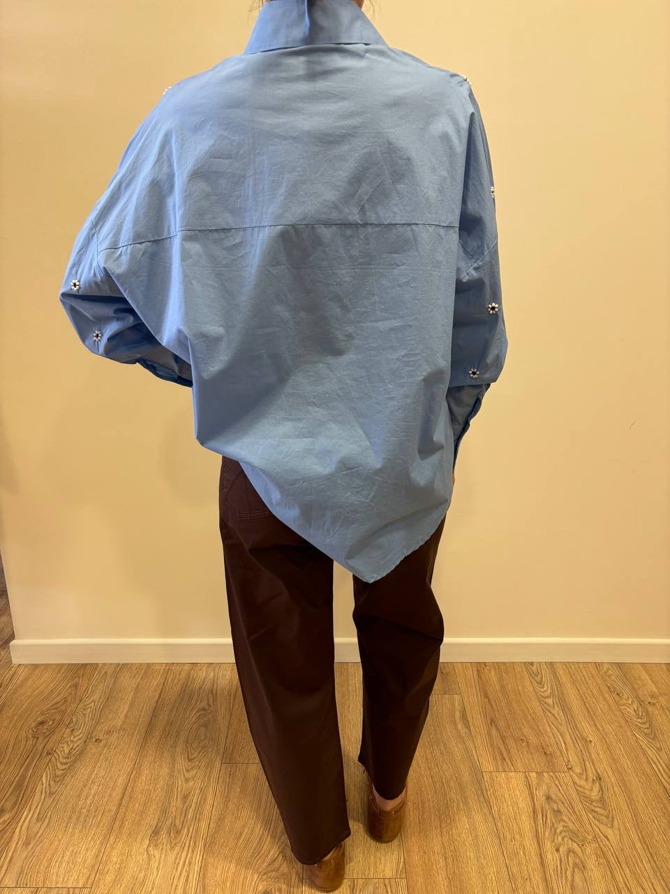 KAOS - Pantalone chino barrel fit color caffè con elastico