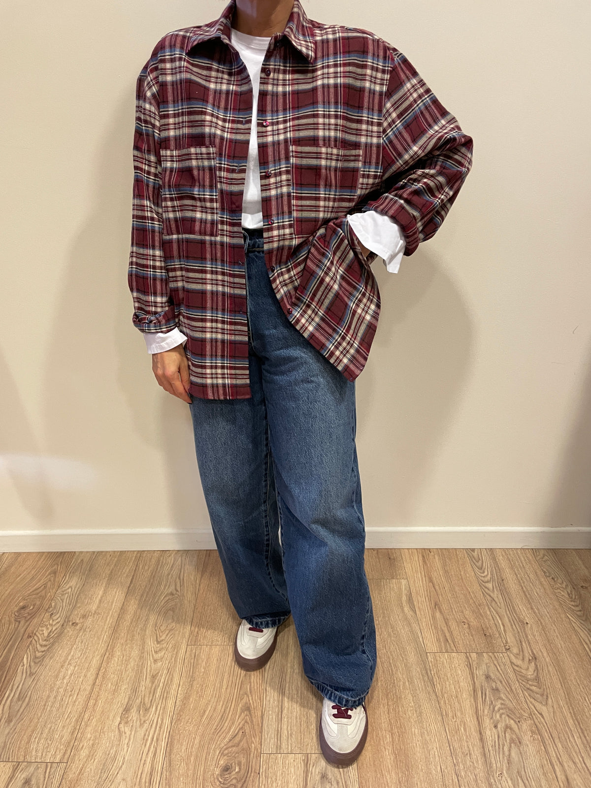 HAVEONE - Camicia over a quadri bordeaux e azzurra