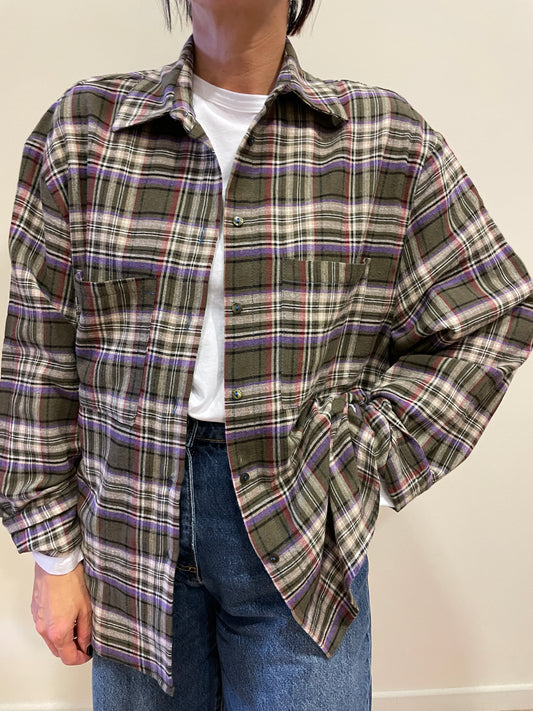 HAVEONE - Camicia over a quadri verde e viola