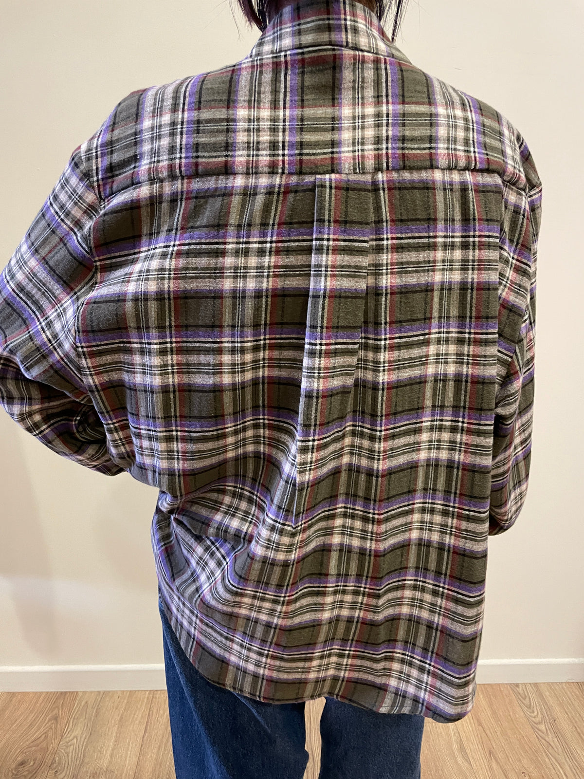 HAVEONE - Camicia over a quadri verde e viola