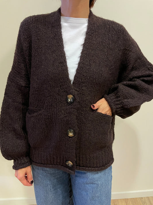 HAVEONE - Cardigan a ovetto con bottoni e tasche frontali - più colori