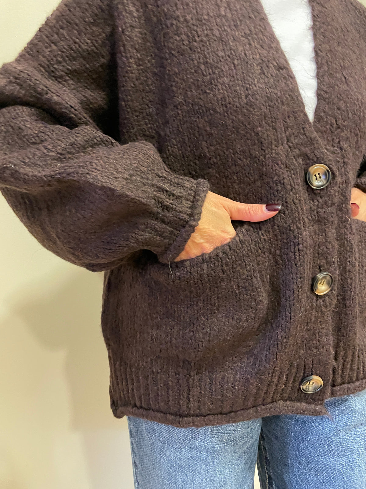 HAVEONE - Cardigan a ovetto con bottoni e tasche frontali - più colori