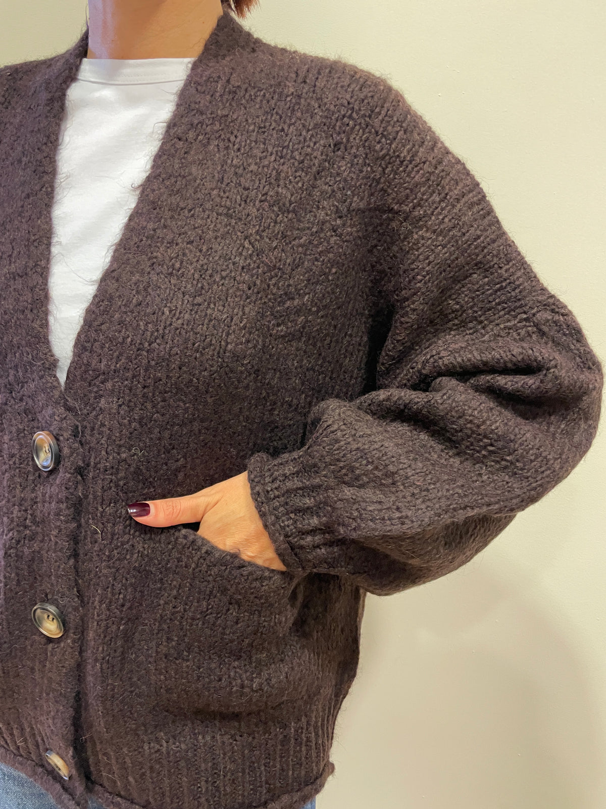 HAVEONE - Cardigan a ovetto con bottoni e tasche frontali - più colori
