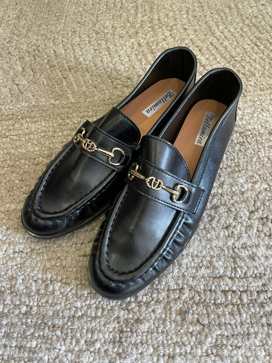 Mocassino in ecopelle nero con fibbia
