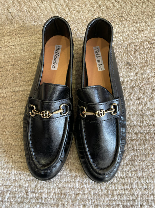 Mocassino in ecopelle nero con fibbia