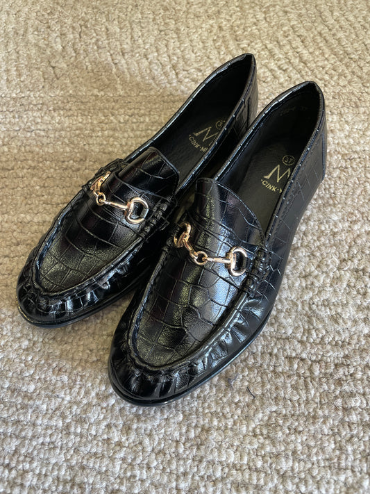 Mocassini in cocco con fibbia color nero