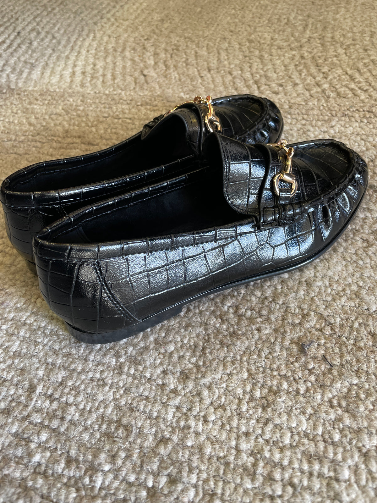 Mocassini in cocco con fibbia color nero