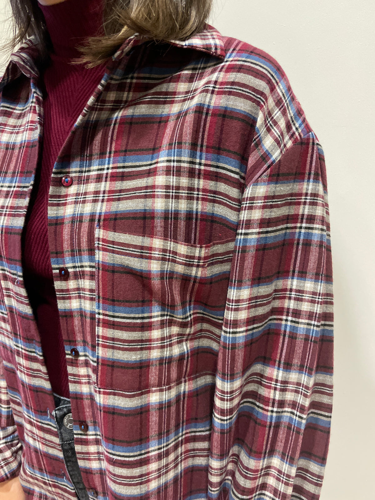 HAVEONE - Camicia over a quadri bordeaux e azzurra