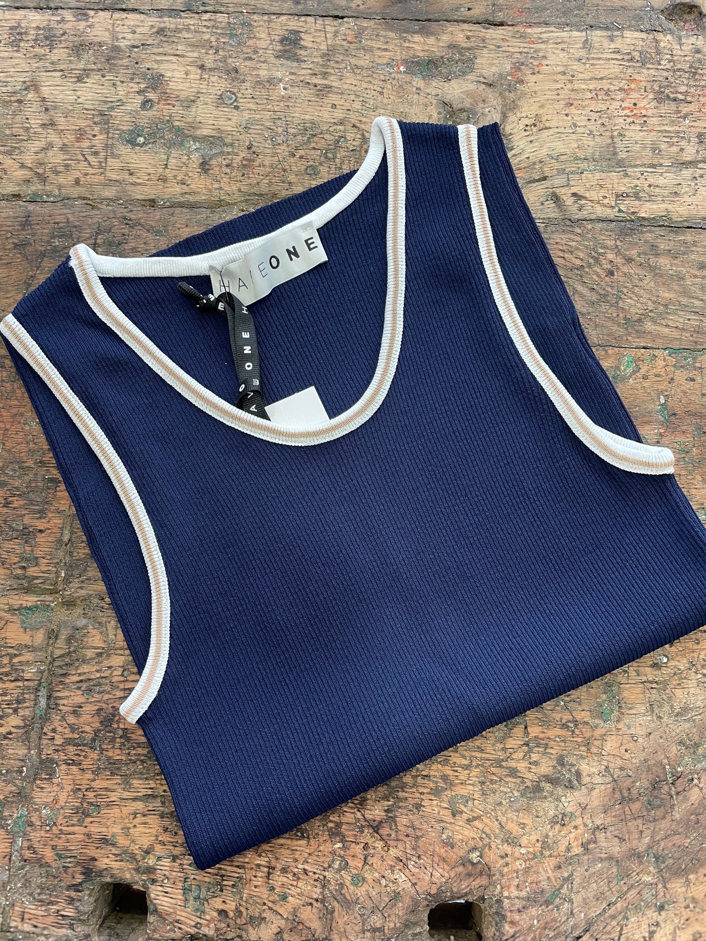 HAVEONE - Canotta a costine con profilo a contrasto - più colori