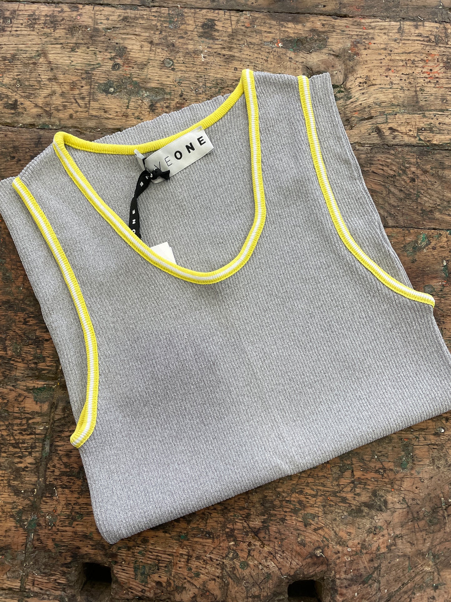 HAVEONE - Canotta a costine con profilo a contrasto - più colori