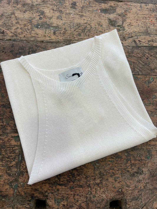 SOUVENIR - Canotta a costine con scollo a vogatore - più colori