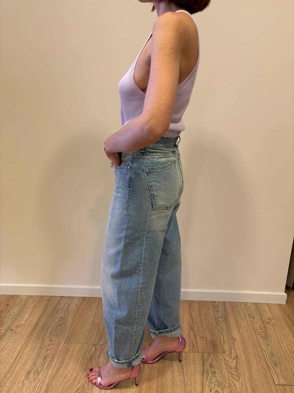 VICOLO - Jeans Chiara in denim chiaro barrel fit a vita alta