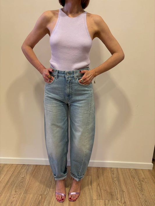 VICOLO - Jeans Chiara in denim chiaro barrel fit a vita alta