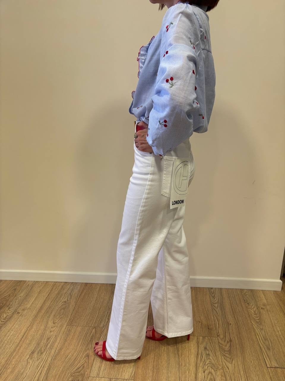 HAVEONE - Jeans London bianco a palazzo dritto