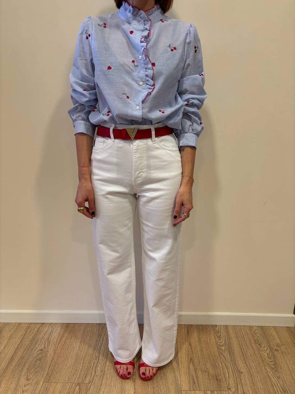 HAVEONE - Jeans London bianco a palazzo dritto