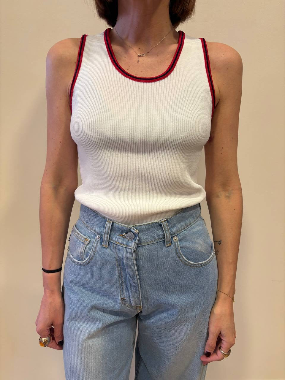 HAVEONE - Canotta a costine con profilo a contrasto - più colori