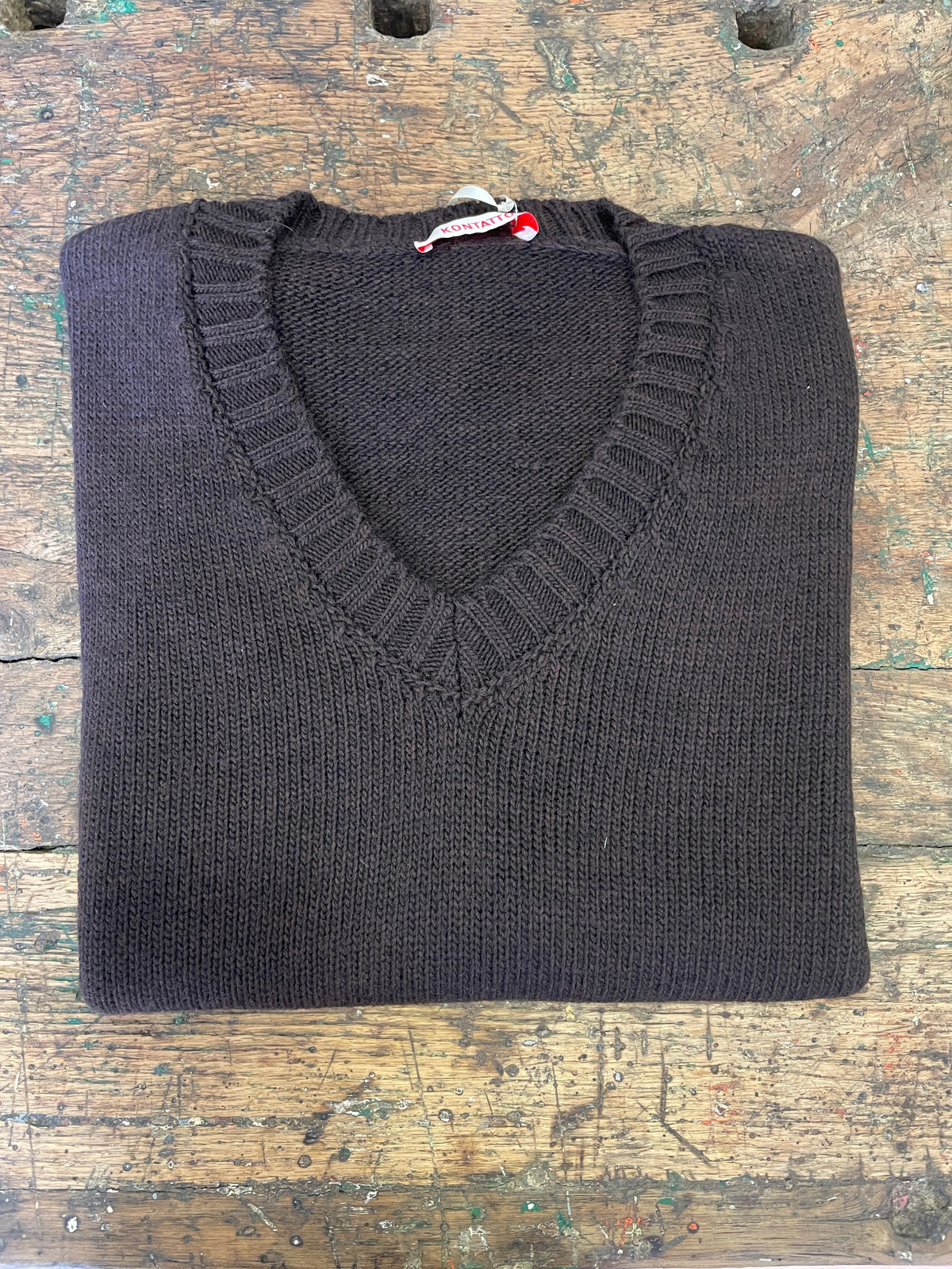 KONTATTO - Gilet in maglia trasversale con scollo a V - più colori