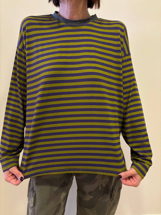 Maglia in viscosa a righe a contrasto - più colori