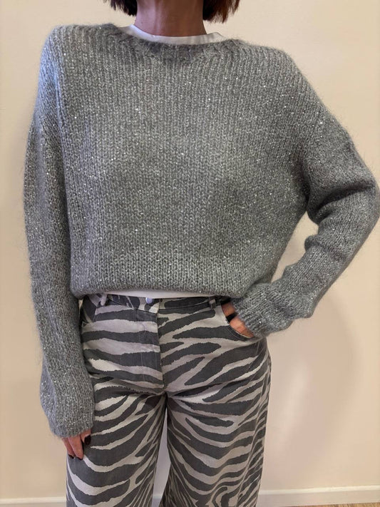 SUSY MIX - Maglioncino con micro lucette color grigio