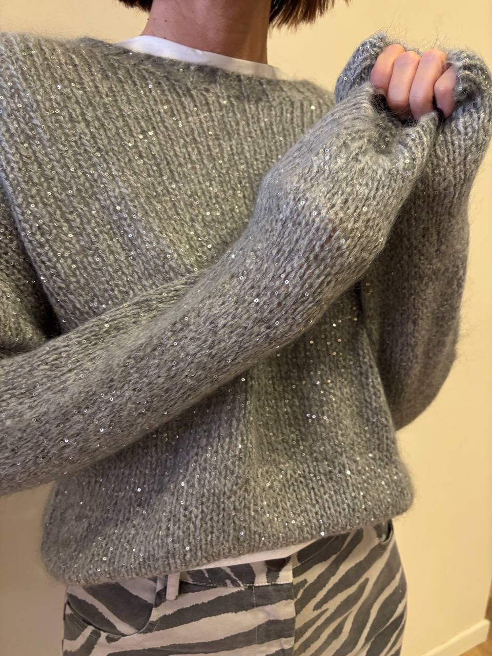 SUSY MIX - Maglioncino con micro lucette color grigio