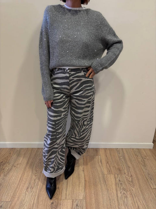 SUSY MIX - Maglioncino con micro lucette color grigio