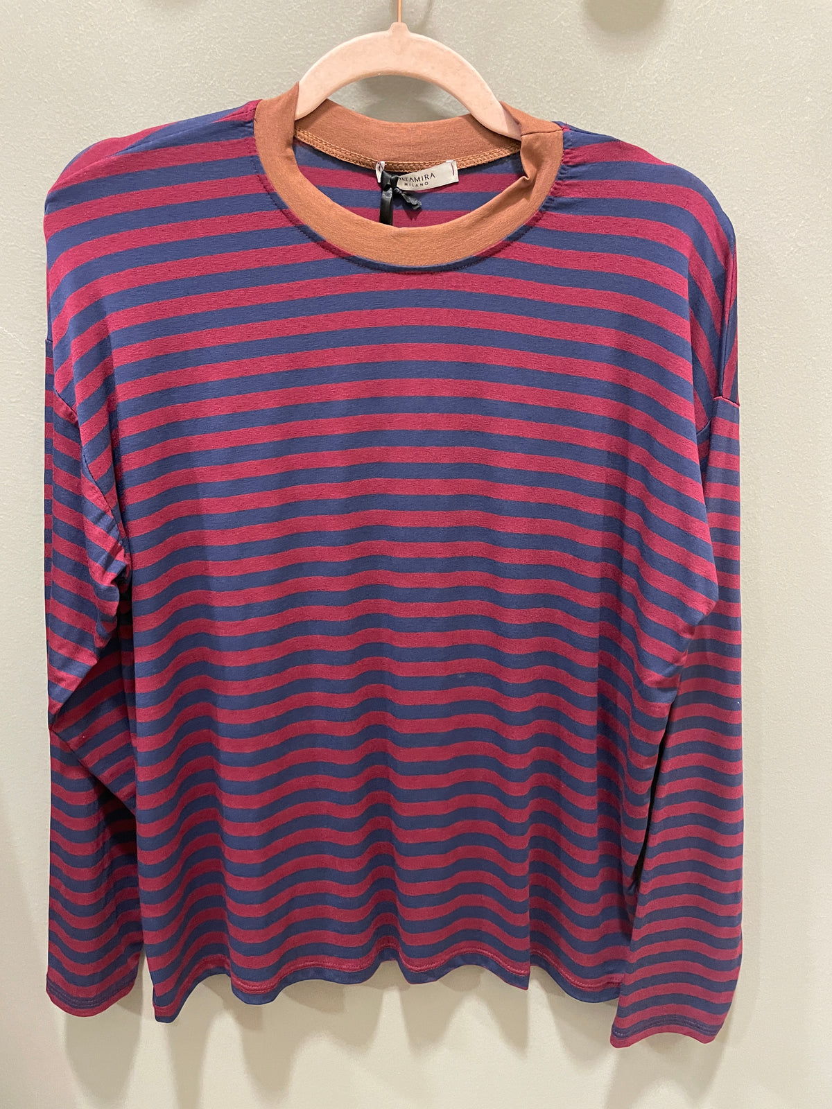 Maglia in viscosa a righe a contrasto - più colori