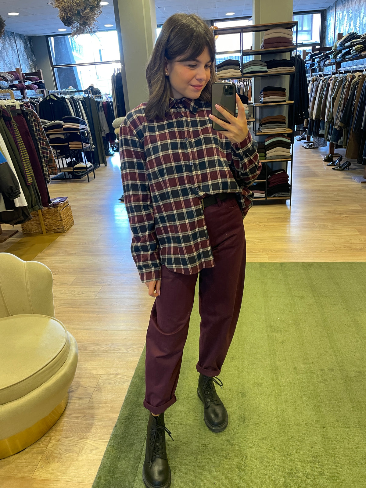 SUSY MIX - Pantalone baloon fit in cotone color bordeaux