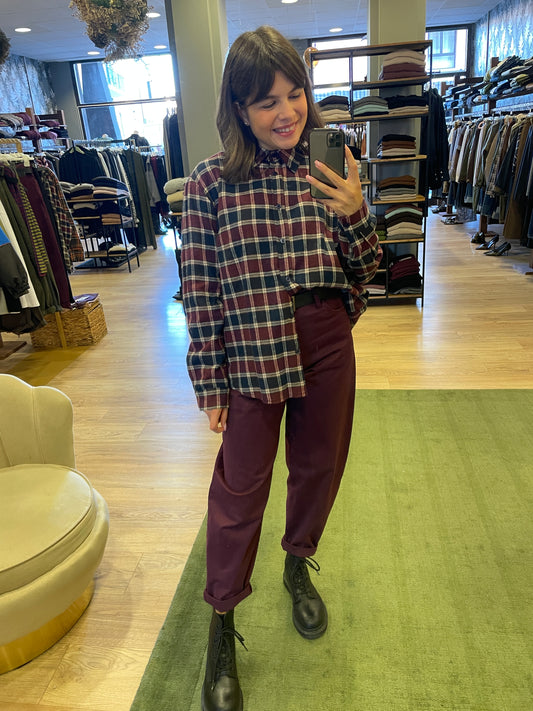 SUSY MIX - Camicia a quadri in flanella color bordeaux e blu