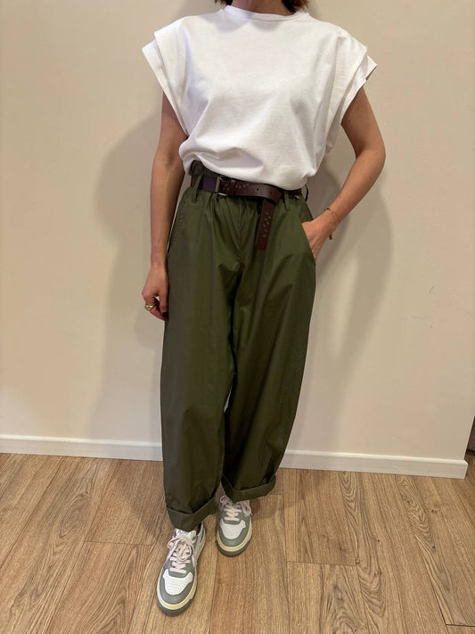 SOUVENIR - T-shirt panna con dettaglio maniche con pinces