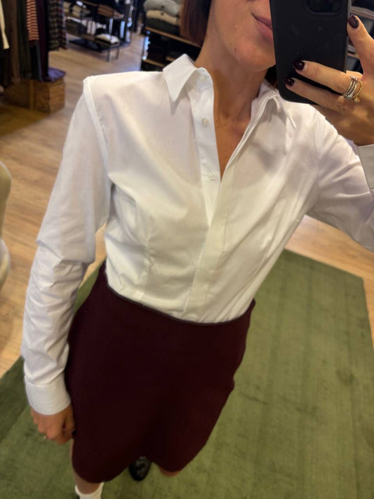 HAVEONE - Camicia in popeline di cotone bianca slim fit