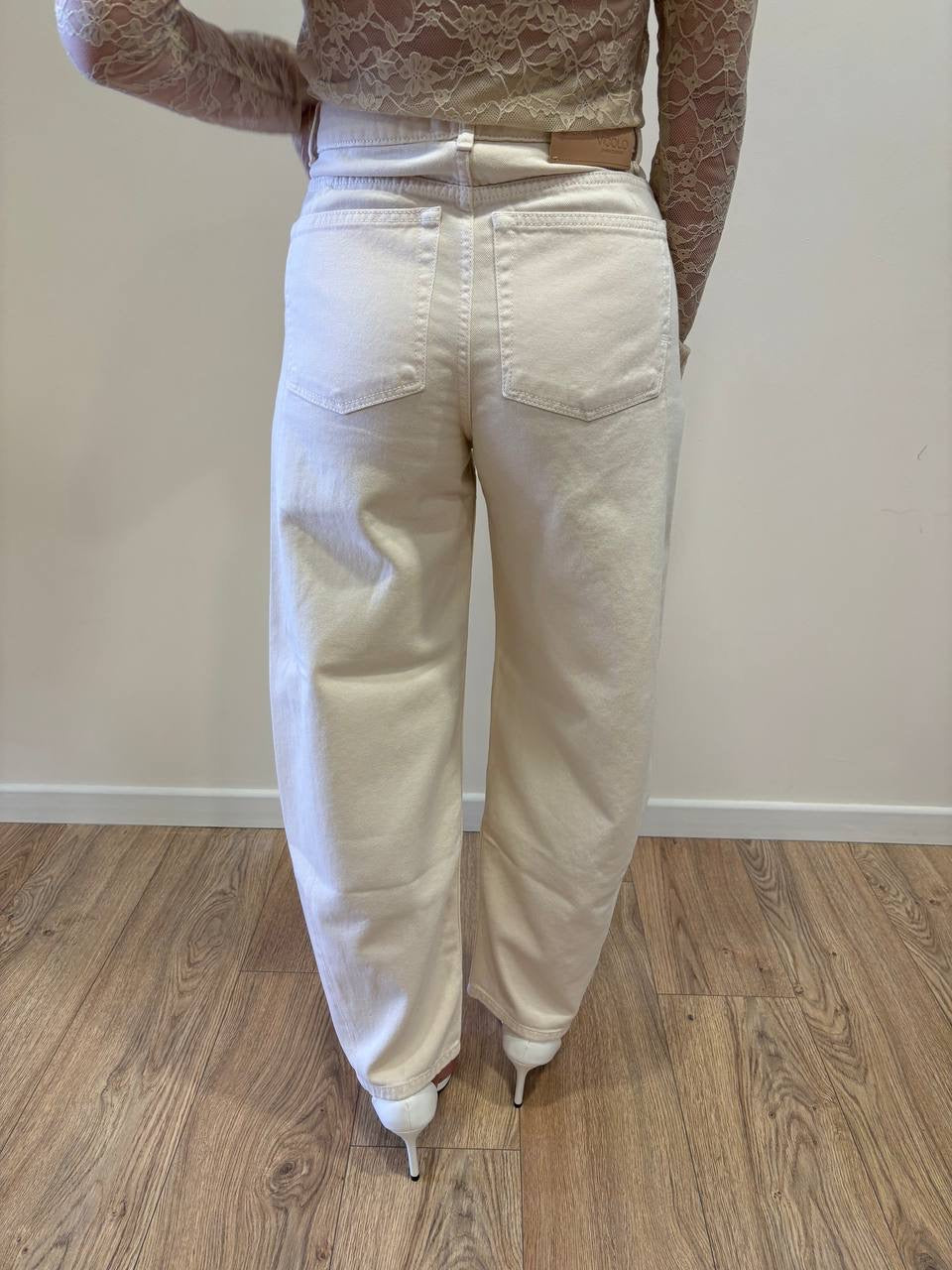 VICOLO - Jeans Chiara beige barrel fit a vita alta