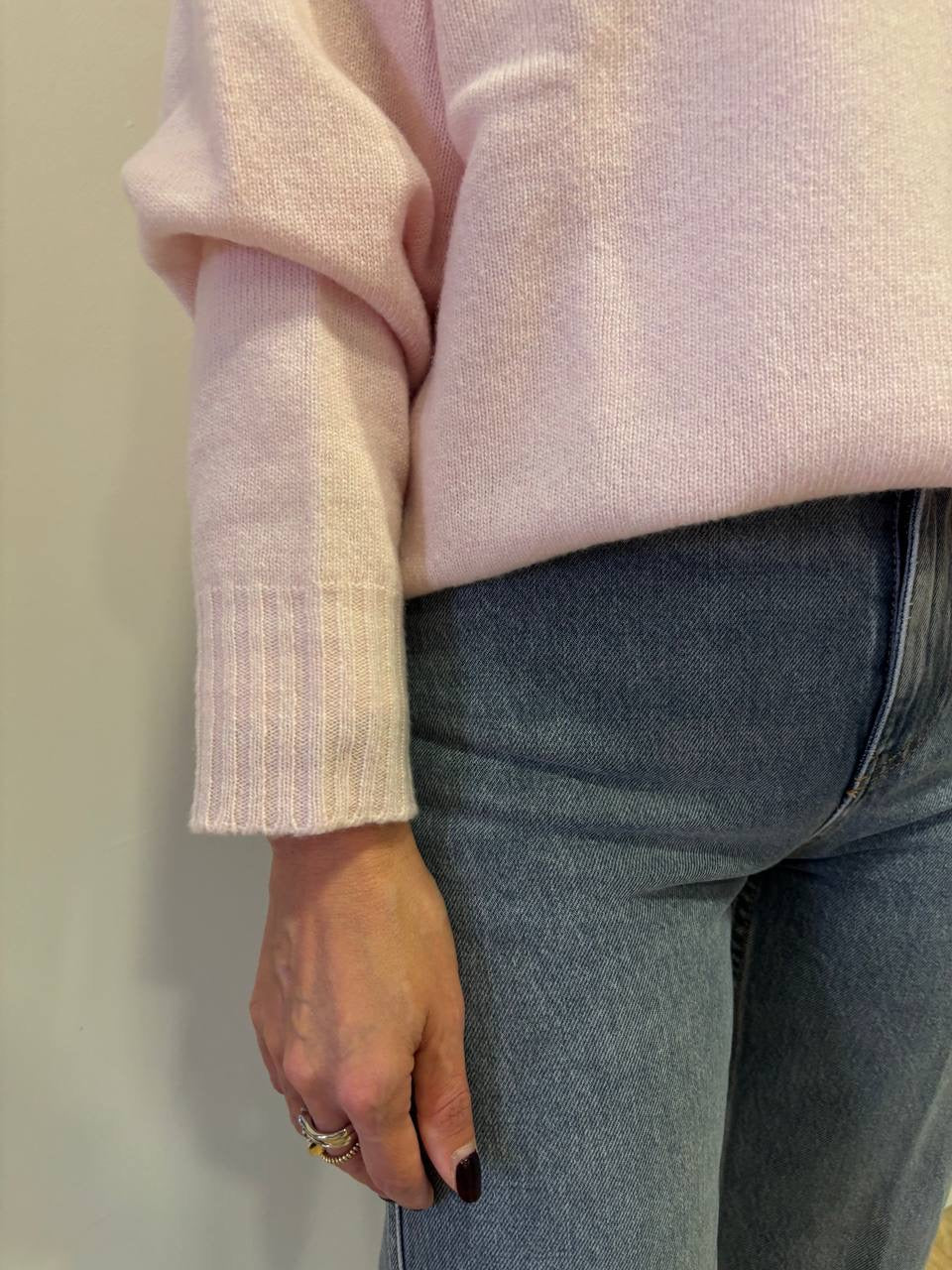 KONTATTO - Maglioncino a girocollo in lana a scatola color rosa - più varianti