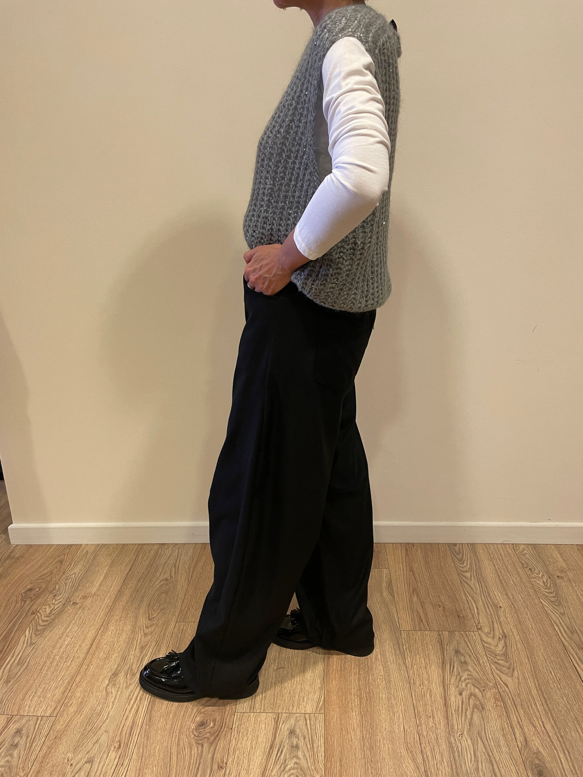 SOUVENIR - Pantalone Gaya barrel fit nero in punto milano