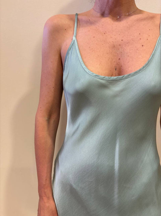 SOUVENIR - Abito sottoveste acquamarina in viscosa con scollo a U sul retro